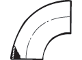 Elbow, 90&deg;, Short Tangent, Both Ends Butt Weld,  Sanitary Butt Weld Fittings, 316L SS, No.7, Size: 1 1/2"