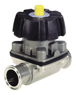 aaaManual Diaphragm Valve, Tri-Clamp® Ends Short, EPDM Dia PPS Handwheel and Bonnet 20 Ra