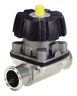 aaaManual Diaphragm Valve, Tri-Clamp® Ends Short, PTFE/EPDM Dia PPS Handwheel and SS Bonnet 20 Ra