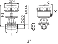 Air to Open Actuated Diaphragm Valve, Tri-Clamp® Ends Short, EPDM Dia EP 15 Ra