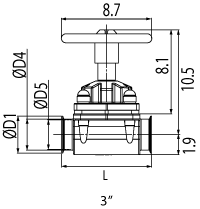 Manual Diaphragm Valve, Tri-Clamp® Ends Short, EPDM Dia PPS Handwheel and Bonnet EP 15 Ra