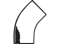 Elbow, 45&deg;, Both Ends Butt Weld,  Sanitary Butt Weld Fittings, 316L SS, No.7, Size: 1"