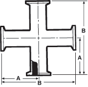 aaa304 SS Sanitary Tri-Clamp® Crosses