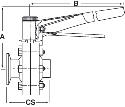 316L SS Manual Tri-Clamp® x Butt Weld Butterfly Valves Silicone Seat