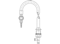 Recirculating Gooseneck Faucet, Table Mount, 1" Maxi Tube, 1/2" FNPT PolyPro, Size: 1/2"