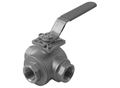 Ball Valve, Manual, 3 Way, Full Port, T Port, 1/4" FNPT, 316 SS, PTFE O-Ring, PTFE Seat, Viton&reg; Seal