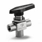 Ball Valve, 3-Way Switching, T Port, 1/8" FNPT x 1/8" FNPT x 1/8" FNPT