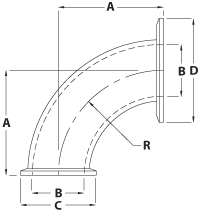 aaaKynar® 90° Reducing Tri-Clamp® Elbow