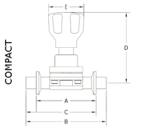 Manual Diaphragm,phragm Valve, Butt Weld Ends, EPDM Diaphragm, Manual Handwheel and Bonnet EP 15 Ra