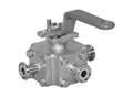 Ball Valve, Manual, 3 Way, Full Port, T-Port, Tri-Clamp&reg; Ends, 316L SS, Virgin PTFE Seat, Size: 2 1/2"