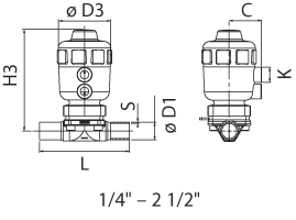 Air to Open Actuated Diaphragm Valve, Butt Weld Ends, EPDM Dia EP 15 Ra